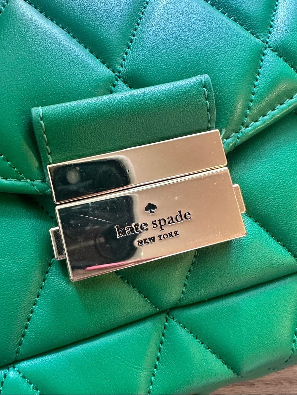 Green Quilted Kate Spade Shoulder Bag with Gold Hardware - Picture 4 of 4